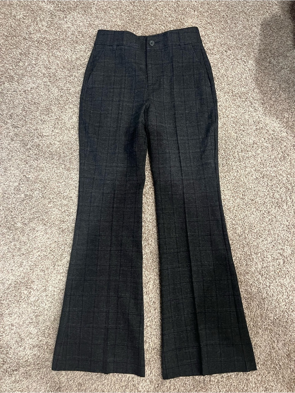CAbi Black Plaid Boot Cut Pants